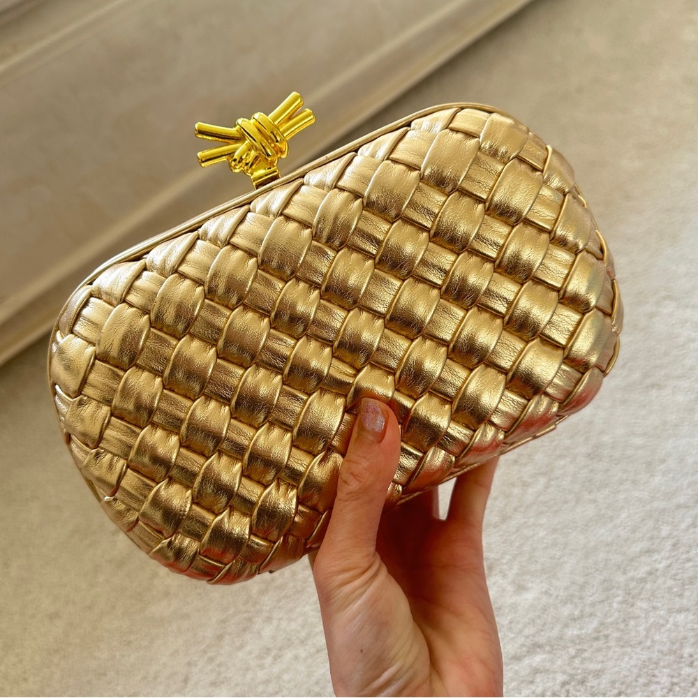 Gold Woven Clutch Party Bag Black Tie Formal Evening BV Bag, Wedding Bridesmaid - Picture 7 of 11